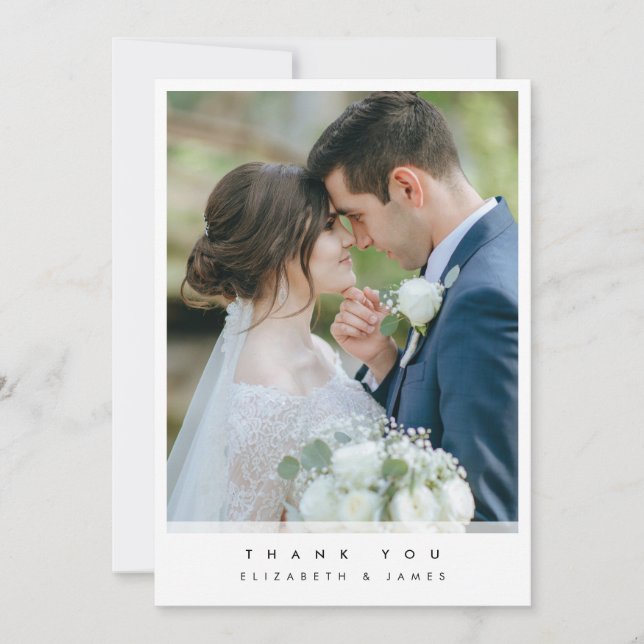 Cartão de Agradecimento de Casamento com Foto Simp (Frente)