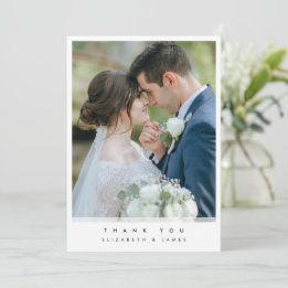 Cartão de Agradecimento de Casamento com Foto Simp