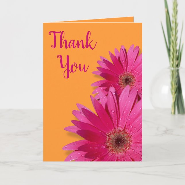 Cartão de Agradecimento de Casamento com Gerbera D (Frente)
