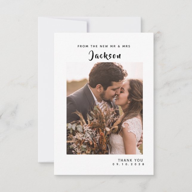 Cartão de Agradecimento de Casamento com Letra de  (Frente)