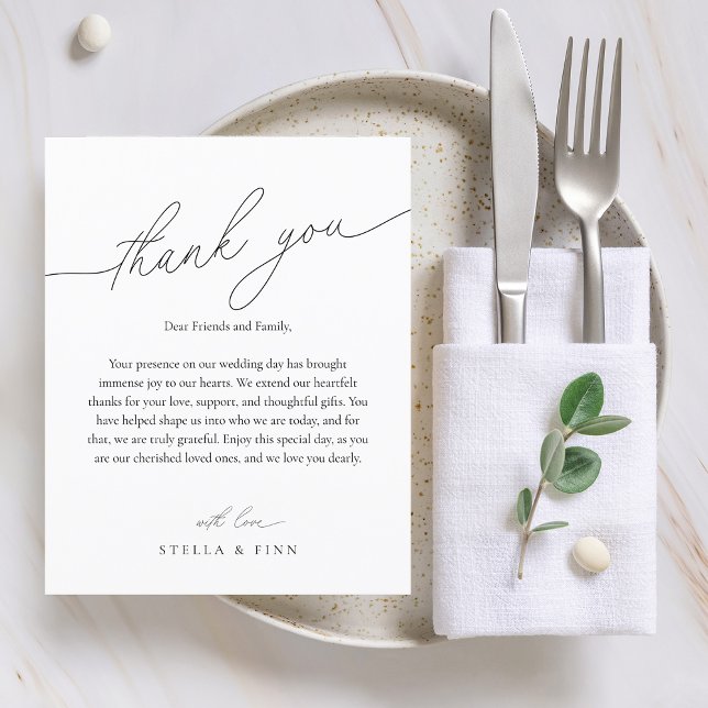 Cartão de Agradecimento de Casamento com Letra Mod (Modern Script Thank You Wedding Place Card)