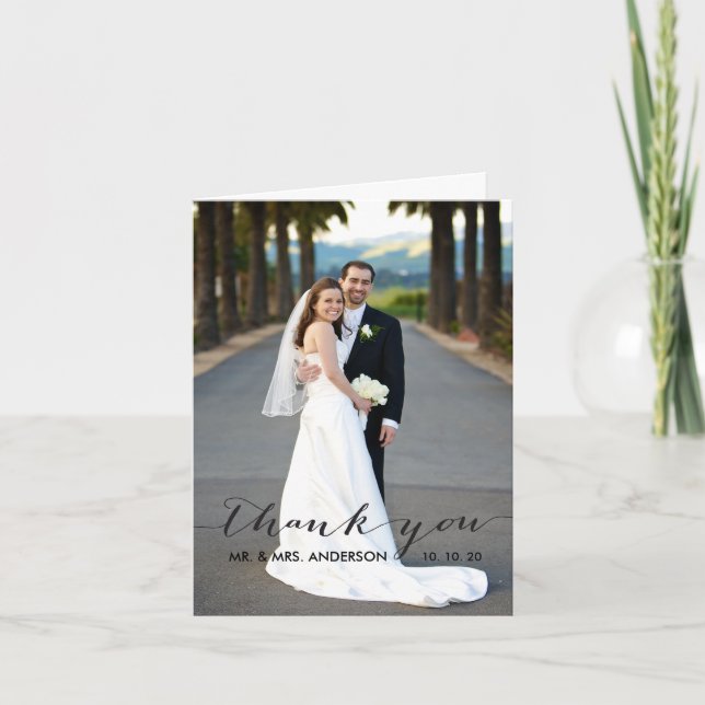Cartão de Agradecimento de Casamento com Letra Sim (Frente)