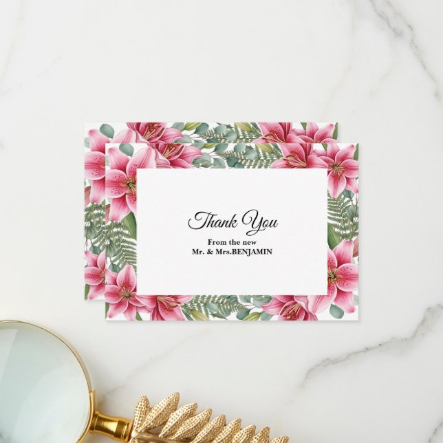 Cartão de Agradecimento de Casamento com Lírio Sta (Frente/Verso In Situ)