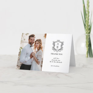 Cartão de Agradecimento de Casamento com Monograma
