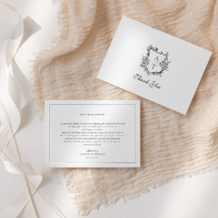 Cartão de Agradecimento de Casamento com Monograma