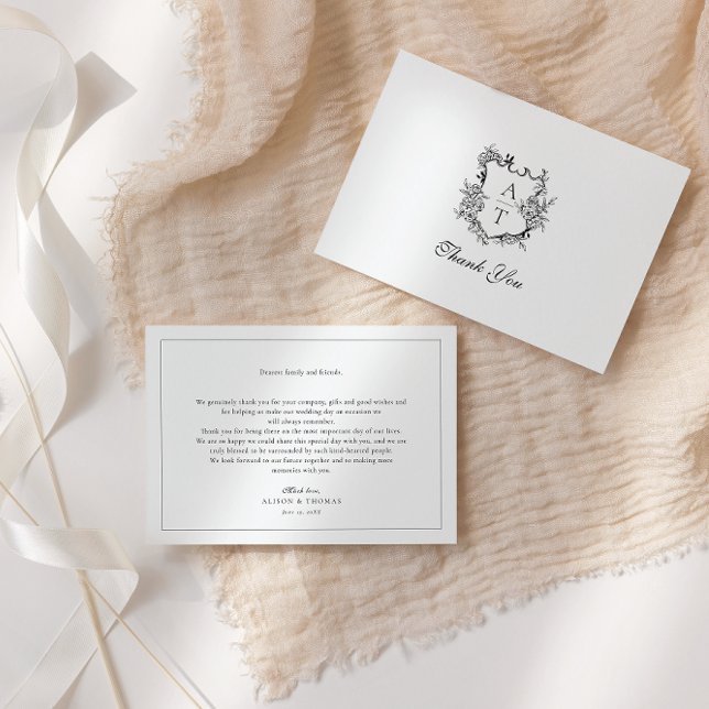 Cartão de Agradecimento de Casamento com Monograma (Criador carregado)