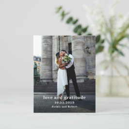 Cartão de agradecimento de casamento com orçamento