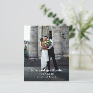 Cartão de agradecimento de casamento com orçamento