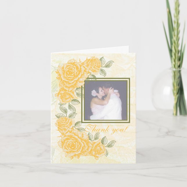 Cartão de agradecimento de casamento com rosas ama (Frente)