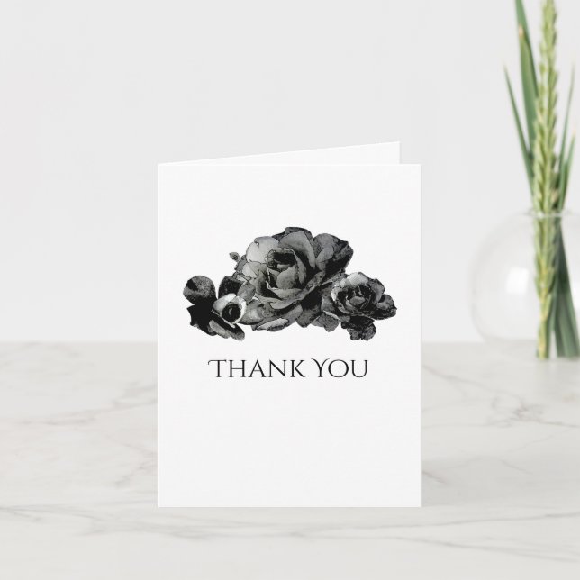 Cartão de Agradecimento de Casamento com Rosas em  (Frente)