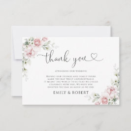 Cartão de Agradecimento de Casamento com Rosas Ros
