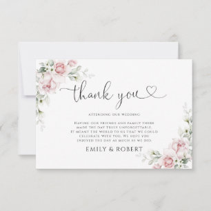 Cartão de Agradecimento de Casamento com Rosas Ros