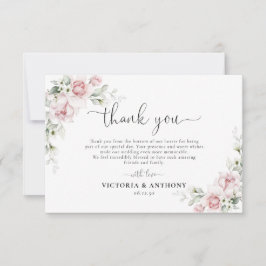 Cartão de Agradecimento de Casamento com Rosas Ros