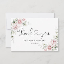 Cartão de Agradecimento de Casamento com Rosas Ros