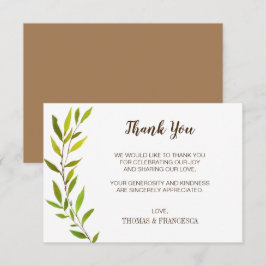 Cartão de Agradecimento de Casamento com Vegetação