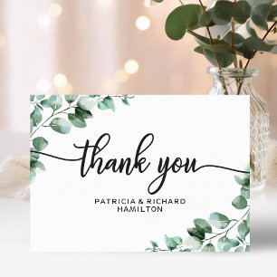 Cartão de Agradecimento de Casamento com Verde