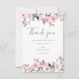 Cartão de Agradecimento de Casamento Cor-de-Rosa F