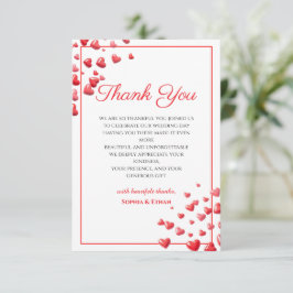 Cartão de Agradecimento de Casamento Corações Rosa