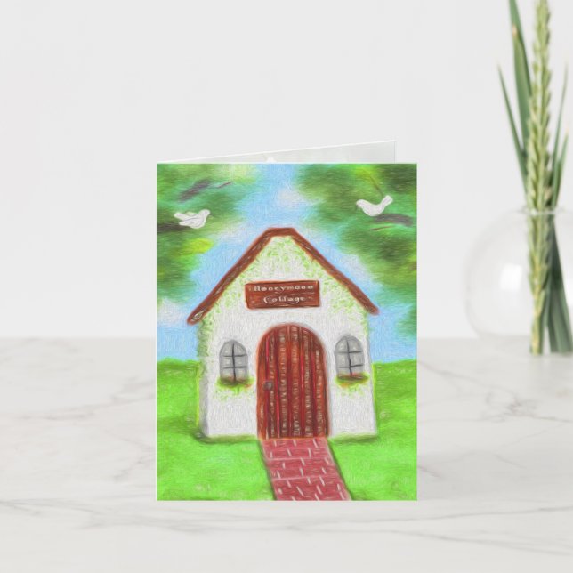 Cartão de Agradecimento de Casamento Cottage de Lu (Frente)