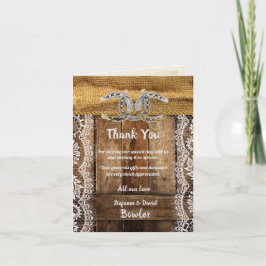 Cartão de Agradecimento de Casamento Country Rústi