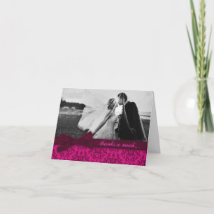 Cartão de agradecimento de casamento damasco rosa