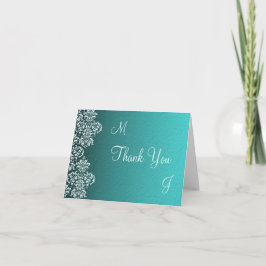Cartão de Agradecimento de Casamento Damask Turque