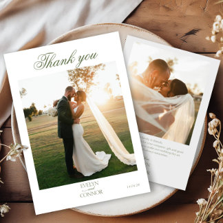 Cartão de agradecimento de casamento de 2 fotos el