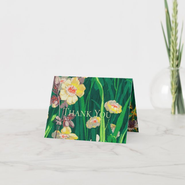 Cartão de Agradecimento de Casamento de Flor Selva (Frente)