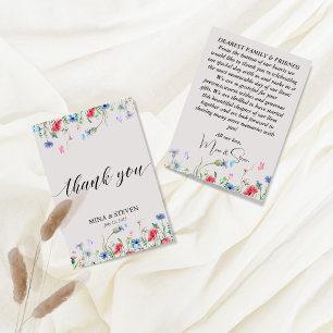 Cartão de Agradecimento de Casamento de Flor Silve