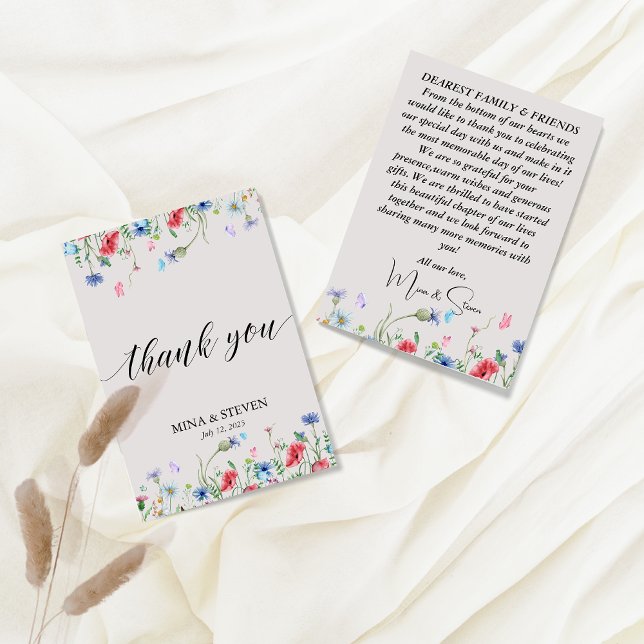 Cartão de Agradecimento de Casamento de Flor Silve (Criador carregado)