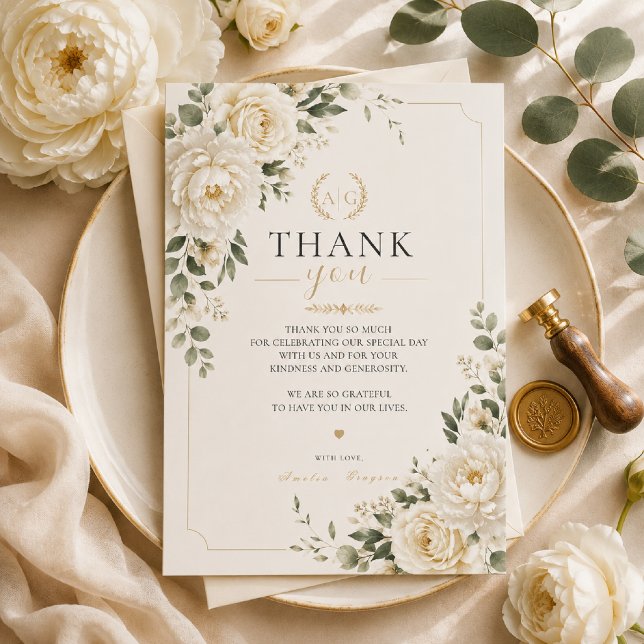 Cartão de Agradecimento de Casamento de Floral de  (Criador carregado)
