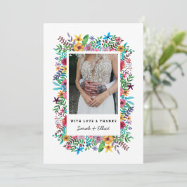 Cartão de Agradecimento de Casamento de Flores Col