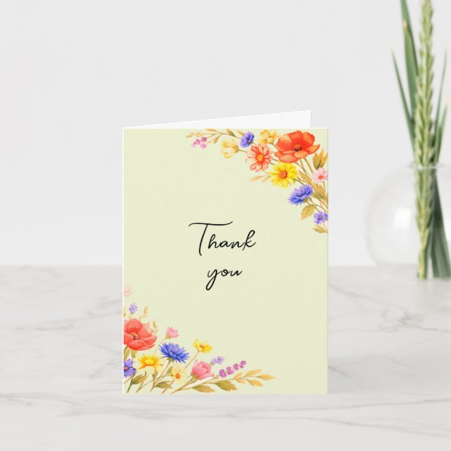 Cartão de Agradecimento de Casamento de Flores Sil (Frente)