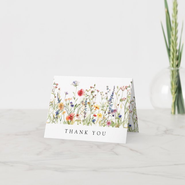 Cartão de agradecimento de casamento de flores sil (Frente)