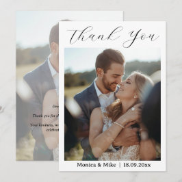 Cartão de Agradecimento de Casamento de Foto Simpl