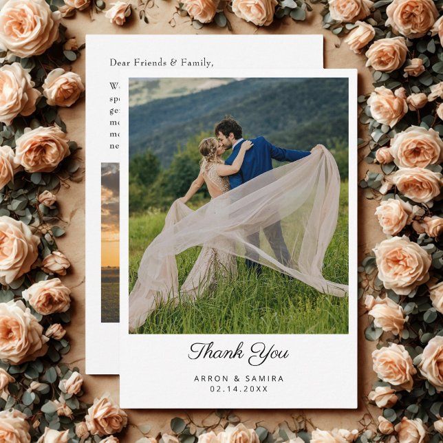 Cartão de Agradecimento de Casamento de Foto Simpl (Criador carregado)