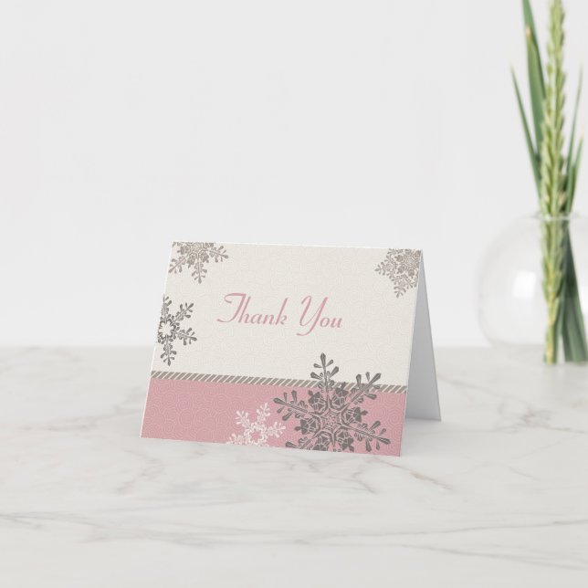 Cartão de Agradecimento de Casamento de Inverno Fl (Frente)