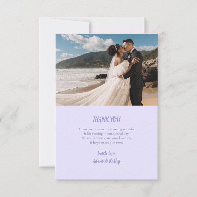 Cartão de Agradecimento de Casamento de Lavanda Fl (Frente)