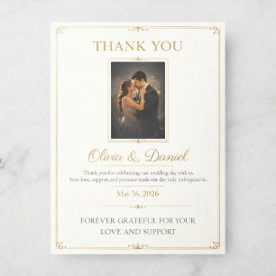 Cartão de Agradecimento de Casamento de Luxo com F