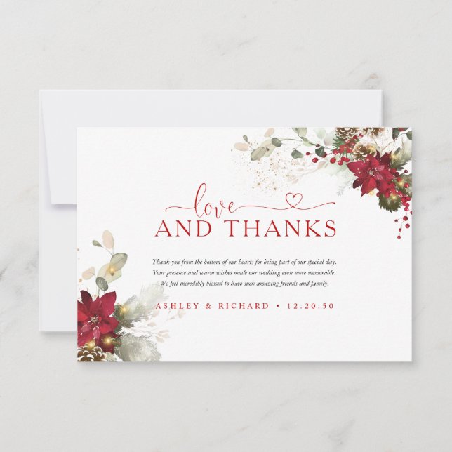 Cartão de Agradecimento de Casamento de Natal com  (Frente)