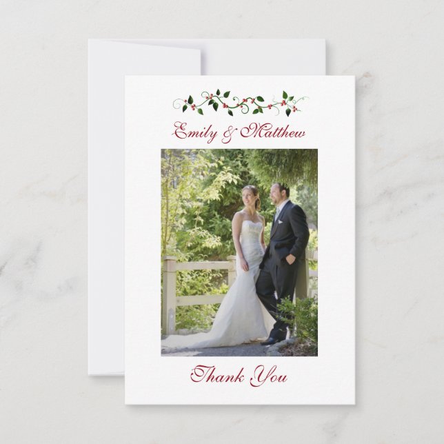 Cartão de agradecimento de casamento de Natal em f (Frente)