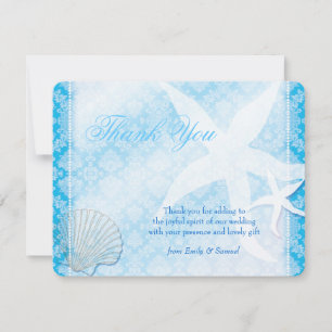 Cartão de Agradecimento de Casamento de Praia Azul