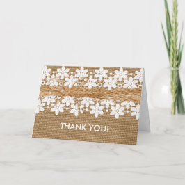 Cartão de Agradecimento de Casamento de Renda Rúst