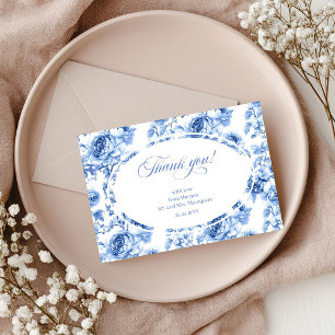 Cartão de Agradecimento de Casamento Deep Blue Ros