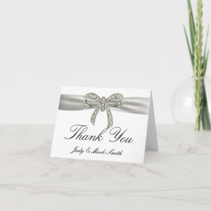 Cartão de Agradecimento de Casamento Diamond Bow