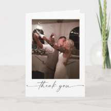 Cartão de agradecimento de casamento dobrado com e