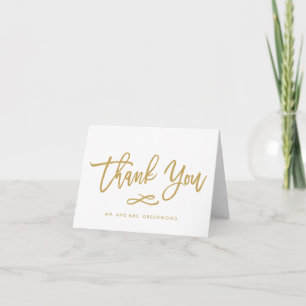 Cartão de Agradecimento de Casamento Dourado com L