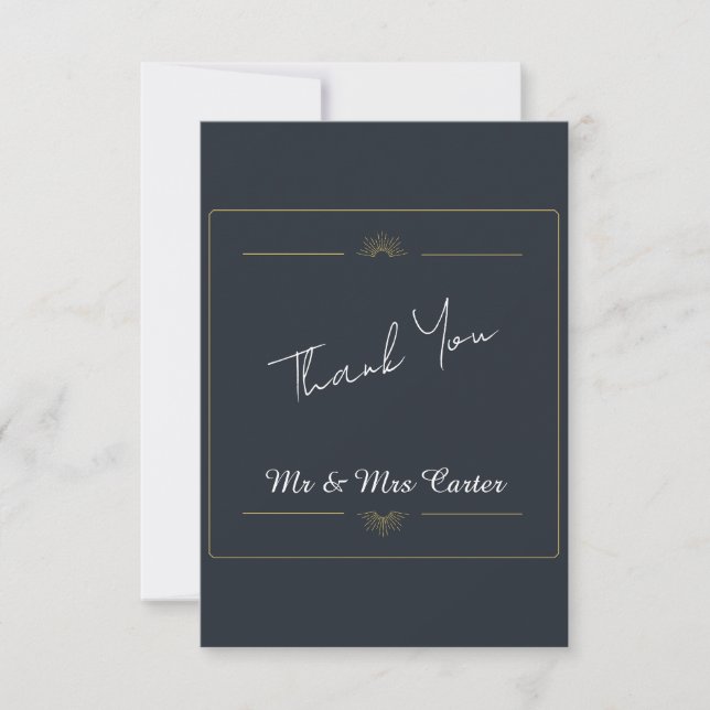 Cartão de Agradecimento de Casamento Dourado da Ma (Frente)