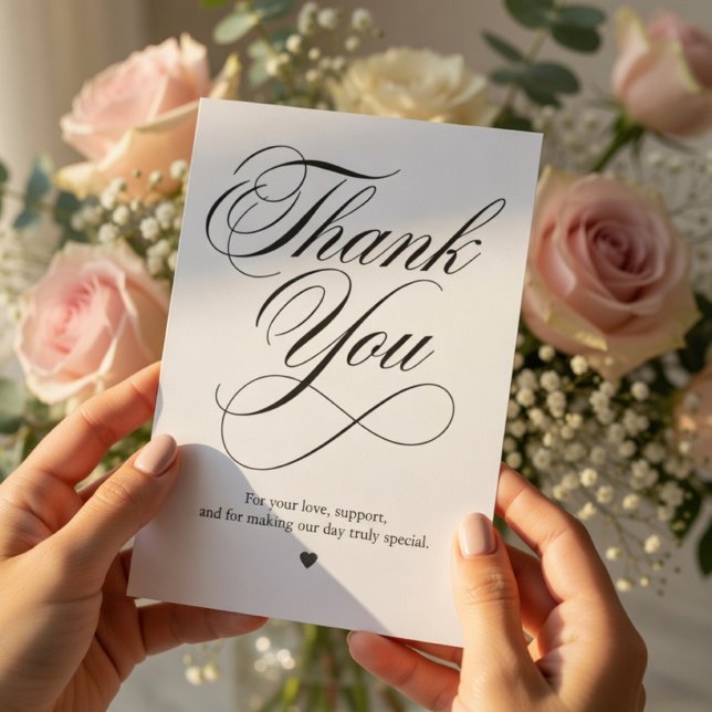 Cartão de Agradecimento de Casamento Elegant Scrip (Criador carregado)