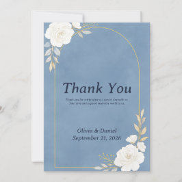 Cartão de Agradecimento de Casamento Elegante Azul